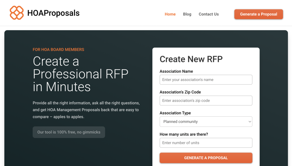 RFP for HOA Management Services - Free Online Tool